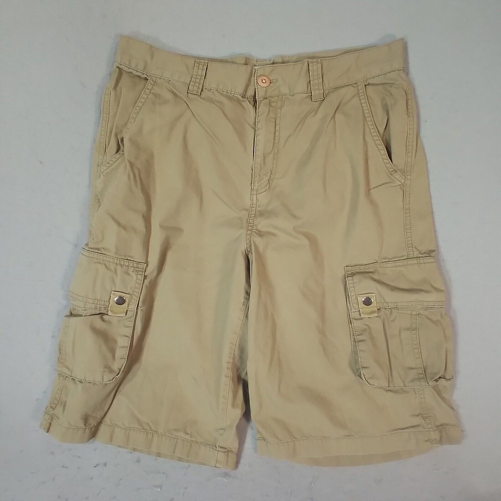 Guess jeans cargo shorts men's 32x12 Khaki Tan Beige cotton outdoor hiking Urban